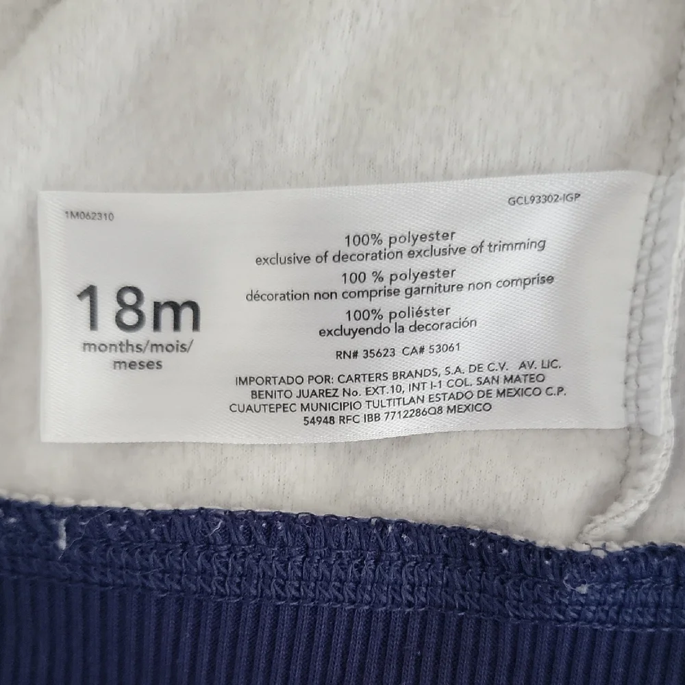 Carter's Blue and Gray Hoodie with Husky Design